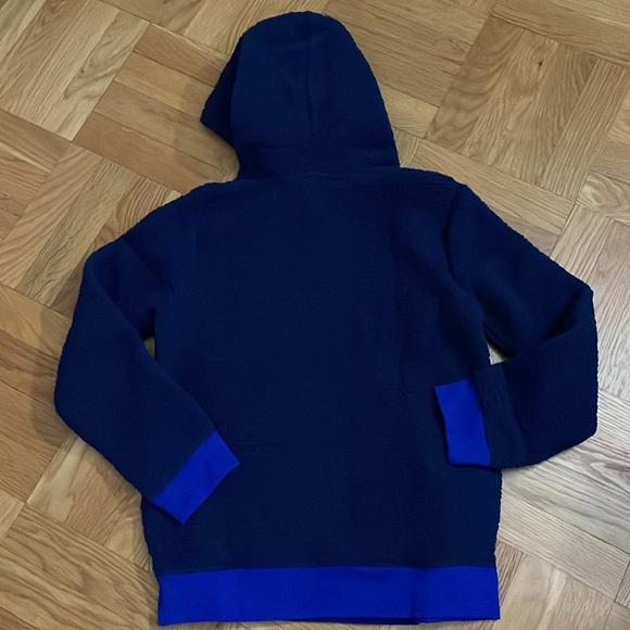 Lands’ End Deep Sea Navy Sherpa Pullover Hoodie Size Kids Large (10-12) NWT - Picture 2 of 2